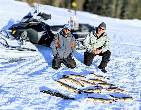 Snowmachining + fishing for Northern Pike