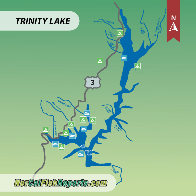 Trinity Lake - Trinity Center, CA - Fish Reports & Map