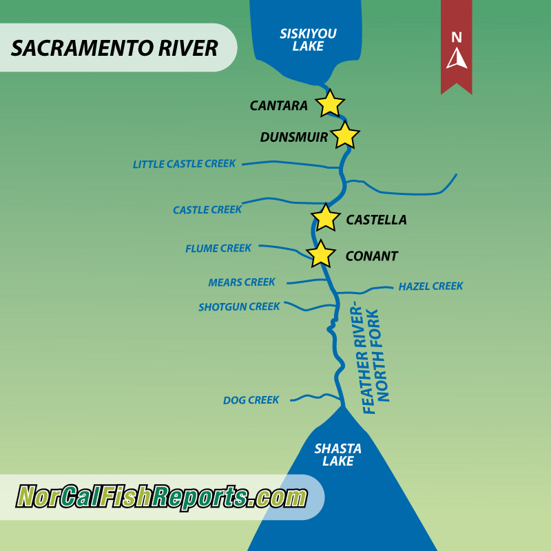 Upper Sacramento River Fishing Access Map Sacramento River - Upper - Fish Reports & Map