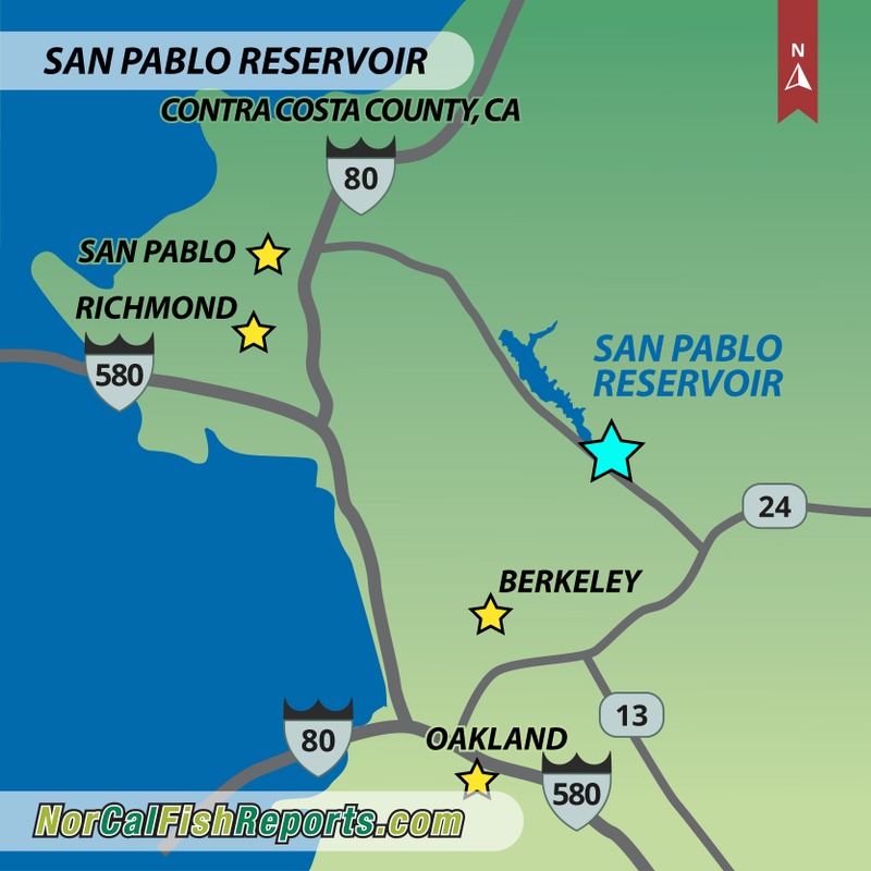 San Pablo Reservoir Fishing Map San Pablo Reservoir - Fish Reports & Map