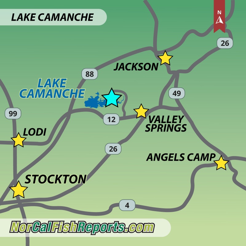 Lake Camanche Trout Pond Map Lake Camanche - Fish Reports & Map