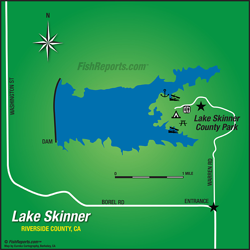 Map Of Lake Skinner Lake Skinner   Fish Reports & Map