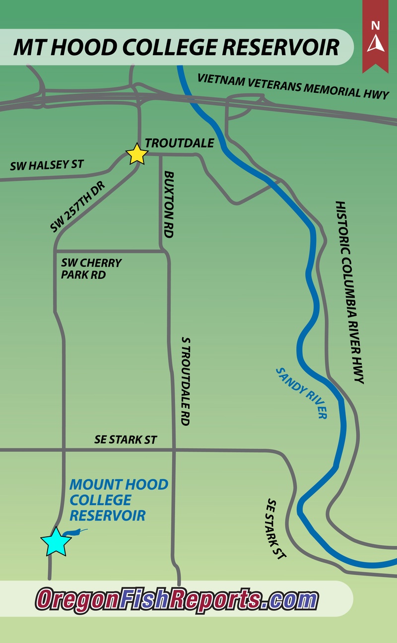 Mt. Hood Pond MHCC Campus - Gresham, OR - Fish Reports & Map