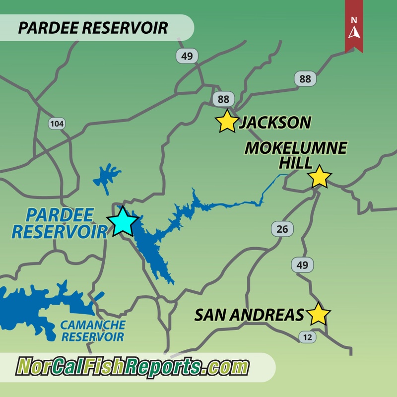 Lake Pardee Fishing Map Pardee Reservoir - Fish Reports & Map