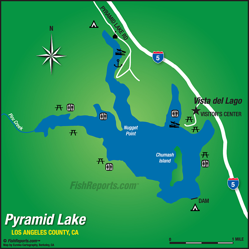 Pyramid Lake, CA Fish Reports & Map