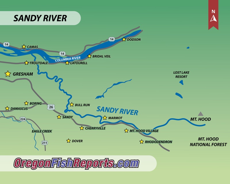 Sandy River Float Map Sandy River - Fish Reports & Map