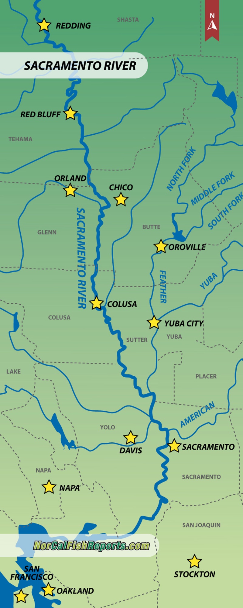 Feather River Fishing Map Sacramento River - Fish Reports & Map