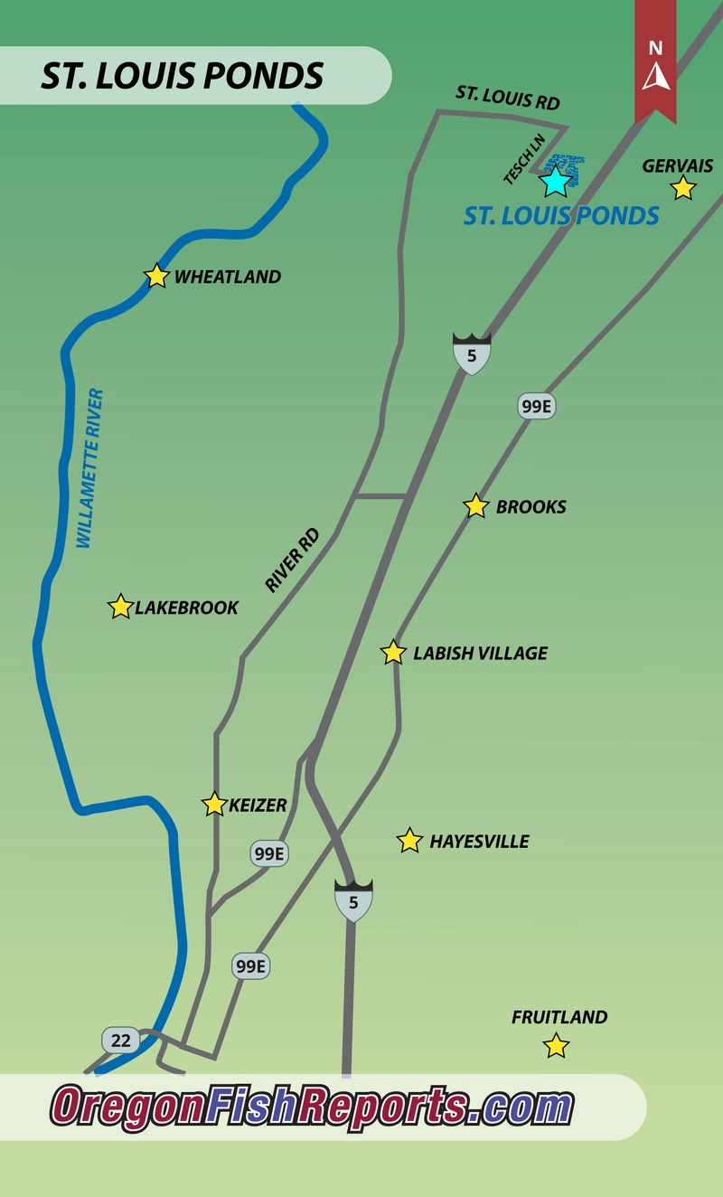 St. Louis Ponds Gervais, OR Fish Reports & Map