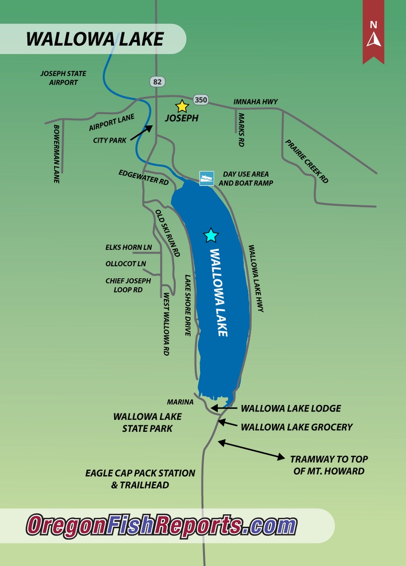 Wallowa Lake Fish Report Joseph OR Wallowa County   WallowaLakeMapDirections 