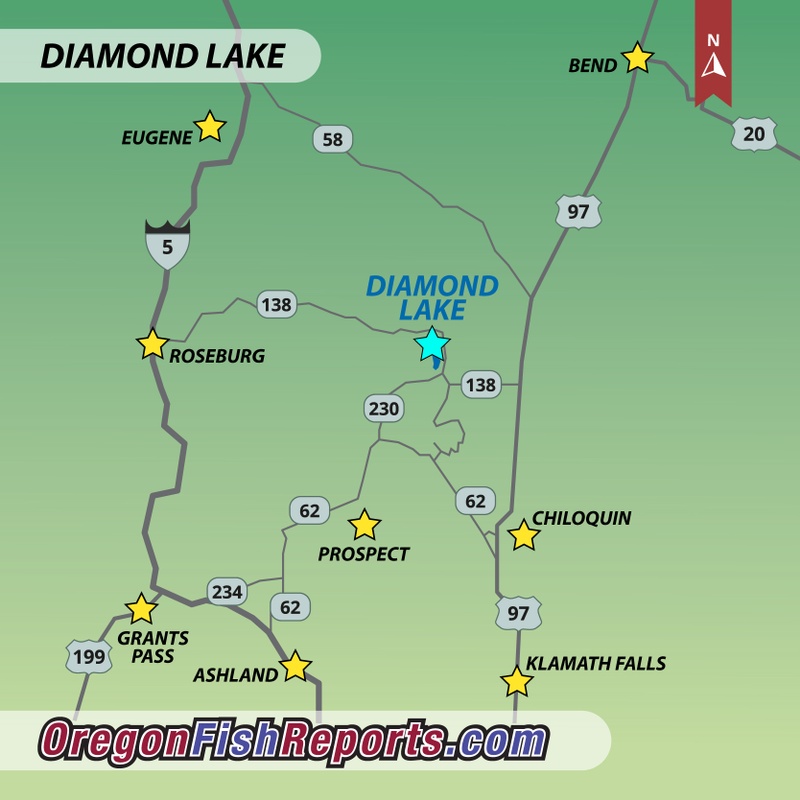 Diamond Lake Fishing Map Diamond Lake - Fish Reports & Map