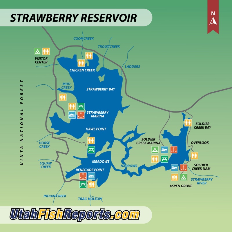 Strawberry Reservoir Fishing Map Strawberry Reservoir - Fish Reports & Map
