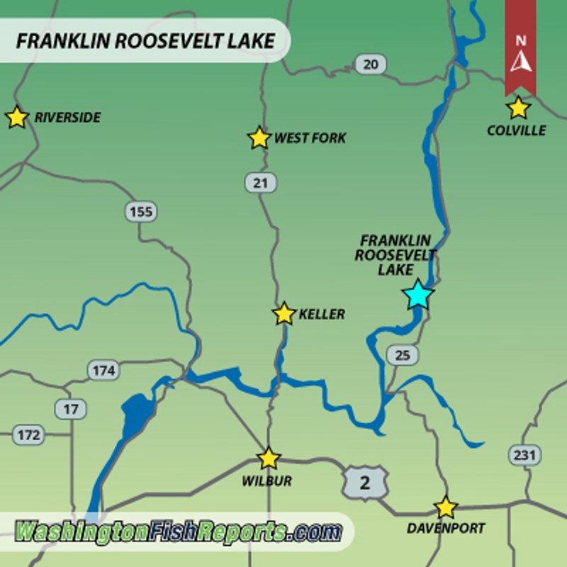 Roosevelt Lake Electric City, WA Fish Reports & Map