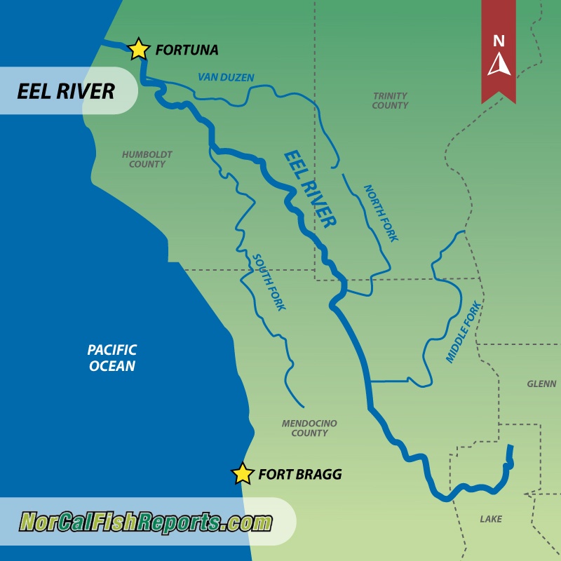 Eel River Fishing Map Eel River - Fish Reports & Map