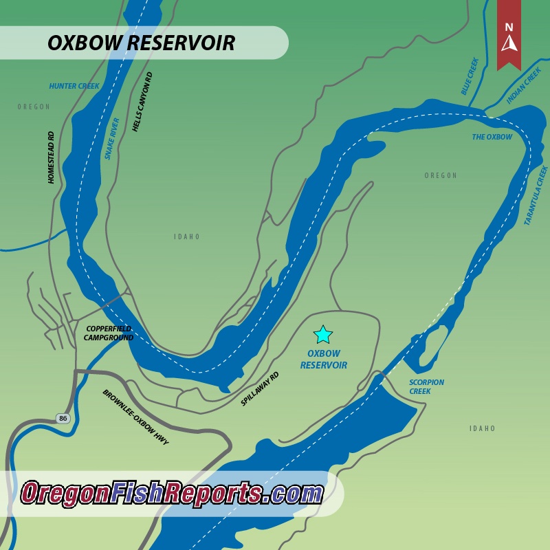 Oxbow Reservoir - Oxbow, OR - Fish Reports & Map