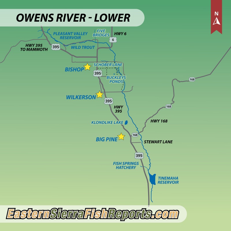 Owens River Fishing Map Owens River - Lower - Fish Reports & Map