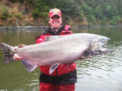 The Klamath yields a 42 lb. Salmon that is released