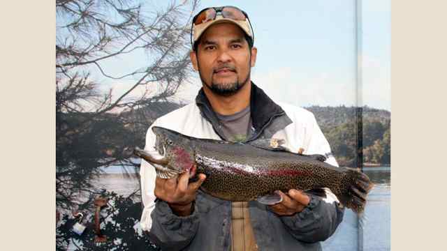 17 Pound Trout Stringer - December 31, 1969