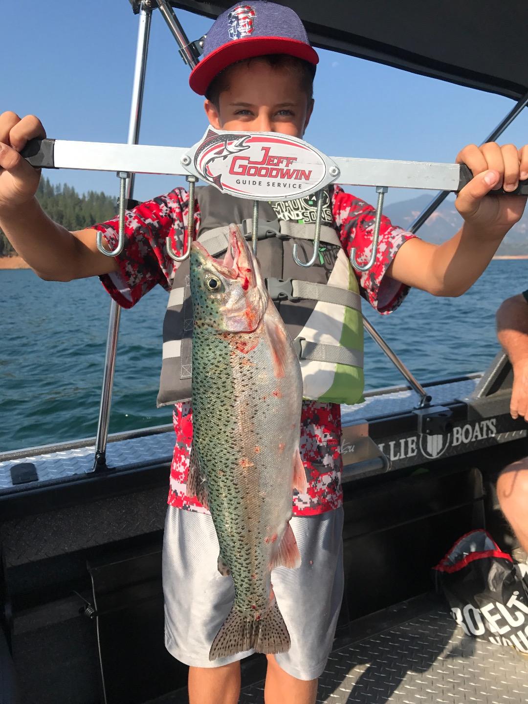 Shasta Lake trout bite is on at 100' feet!