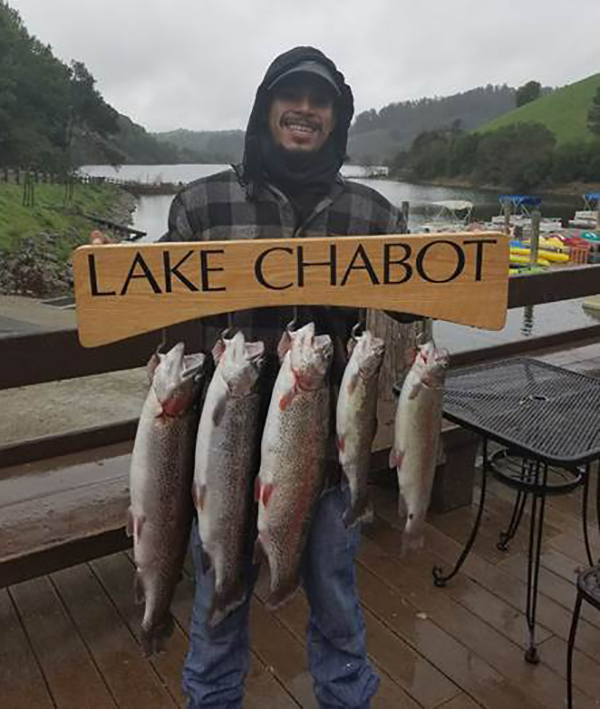 A limit of rainbow trout caught on mice tails at Lake Chabot