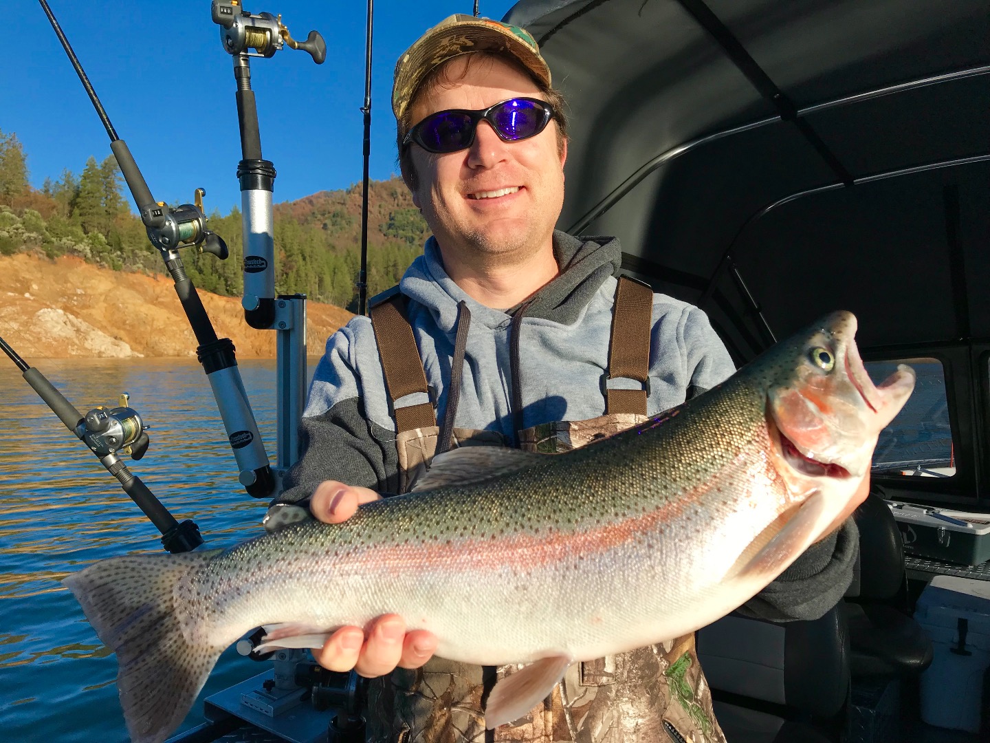 Shasta Lake rainbows linger in the lower lake.