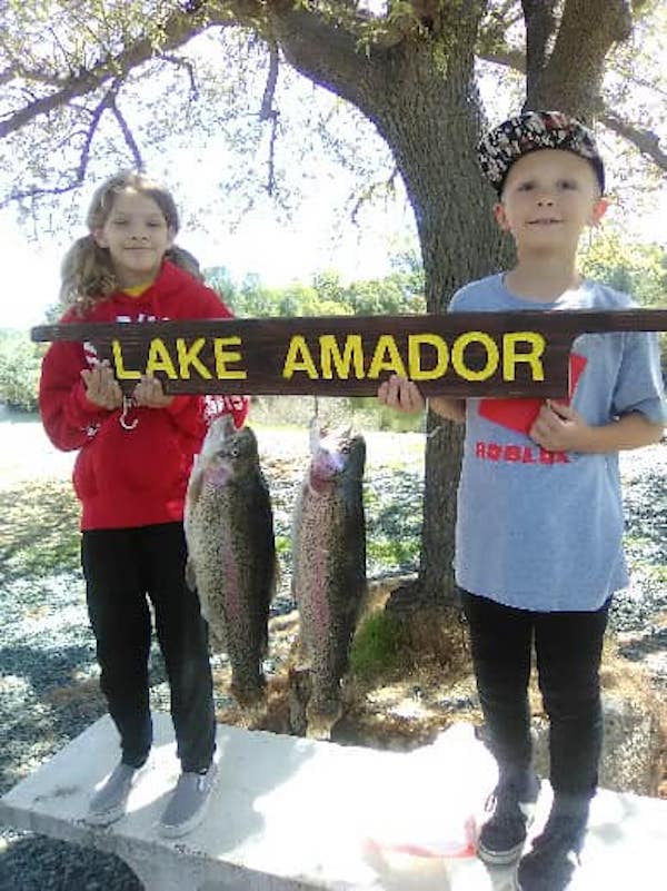 NOW THATS A STRINGER OF TROUT! 2 huge - Lake Amador Resort