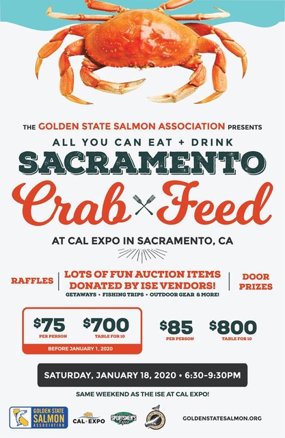 ISE and Golden State Salmon Association Partner to put on Crab Feed Fundraising Dinner Saturday, January 18, Cal Expo