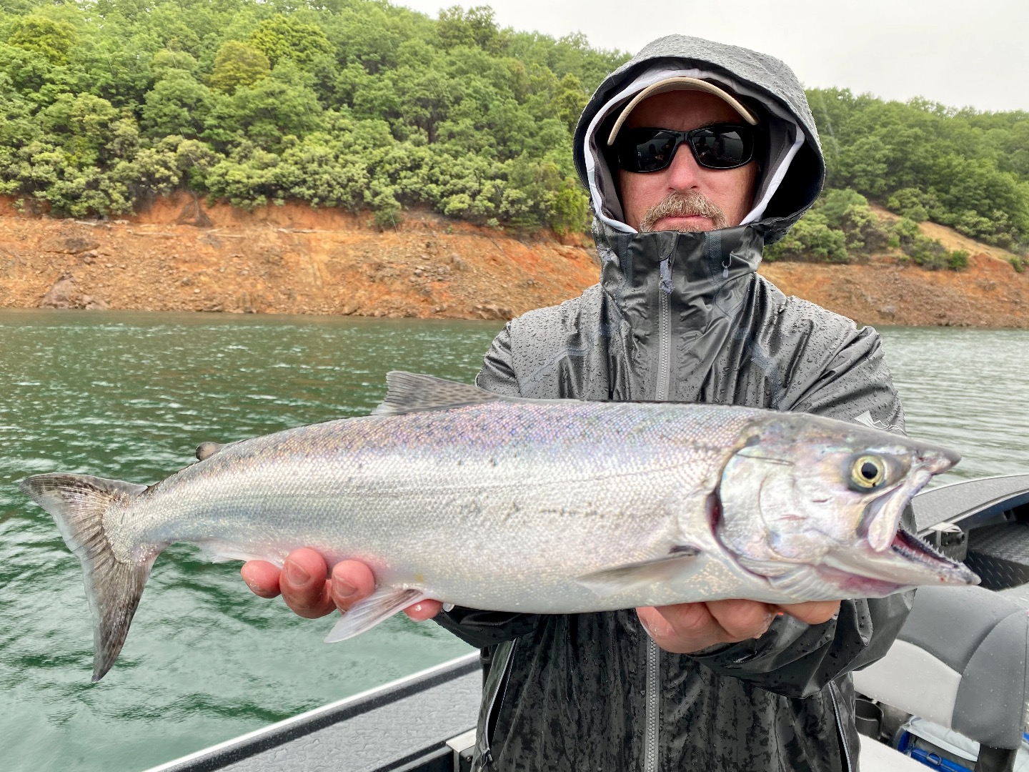 Cold, wet day on Shasta Lake.