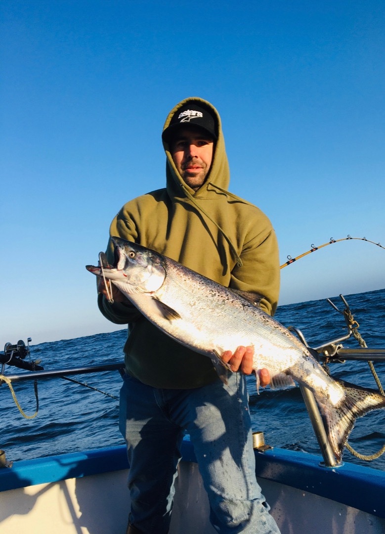 Salmon fishing  off Pacifica pier