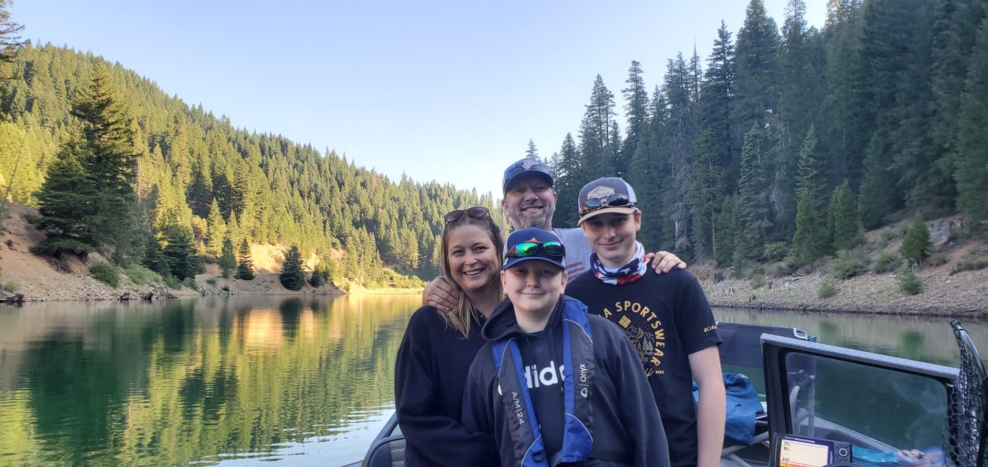 Family fishing catching fun - McCloud Reservoir 