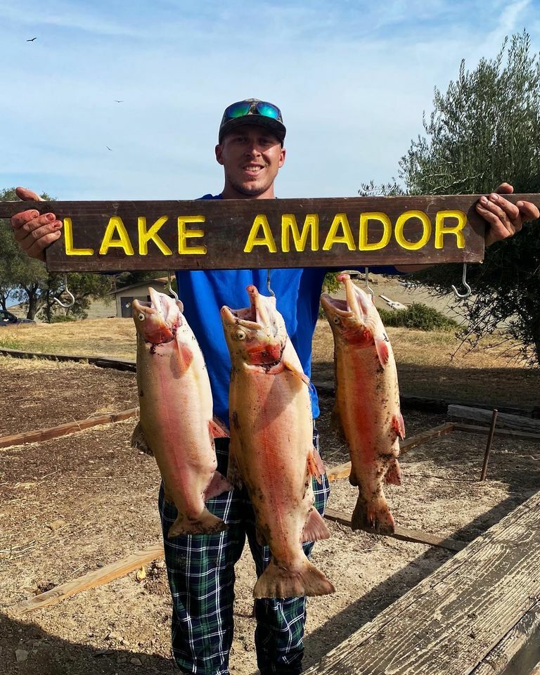 Angler sets new lake record with 19.96 pound rainbow trout at Lake Amador