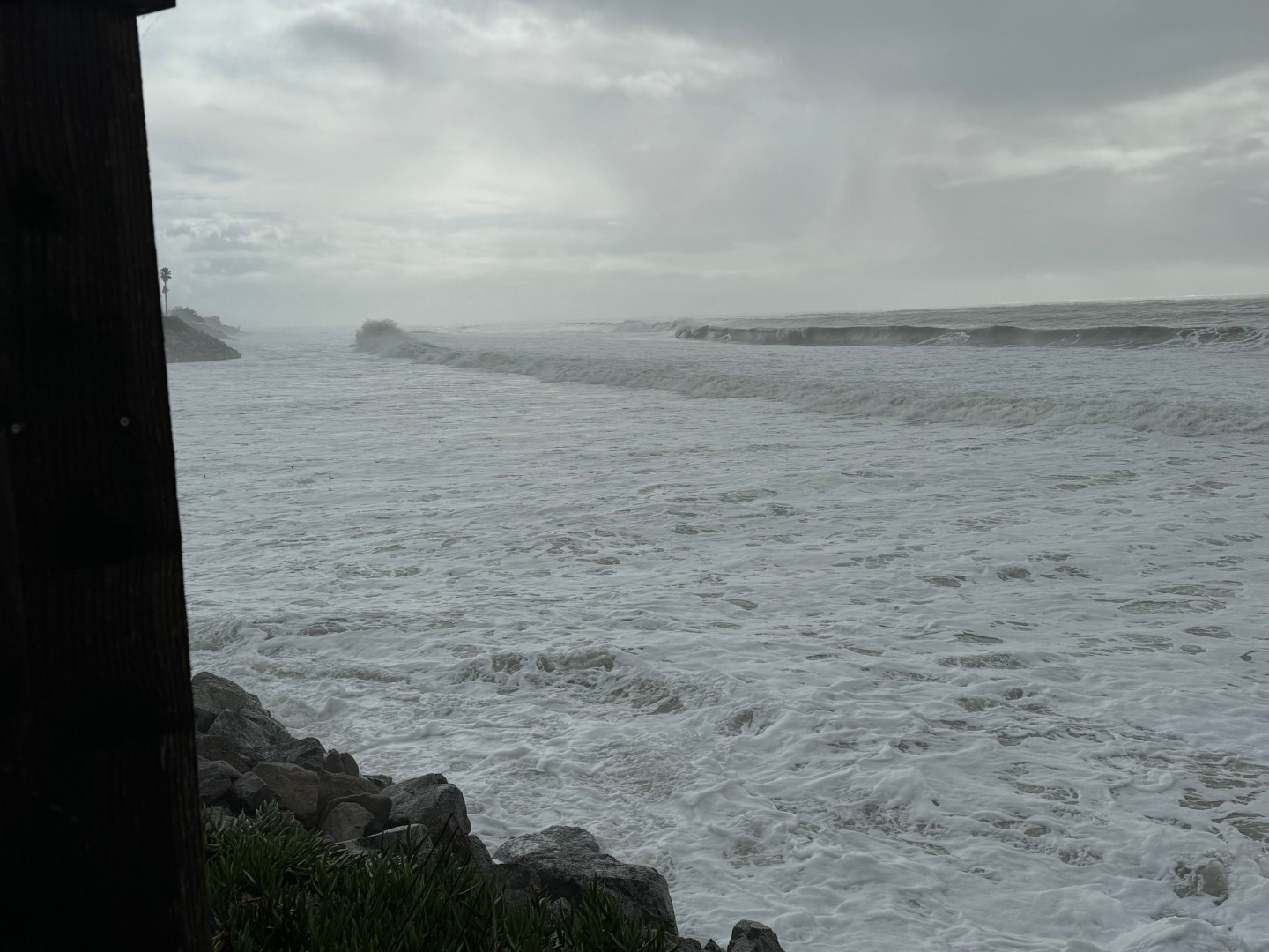 Gigantic swells poured through the California coastline this week