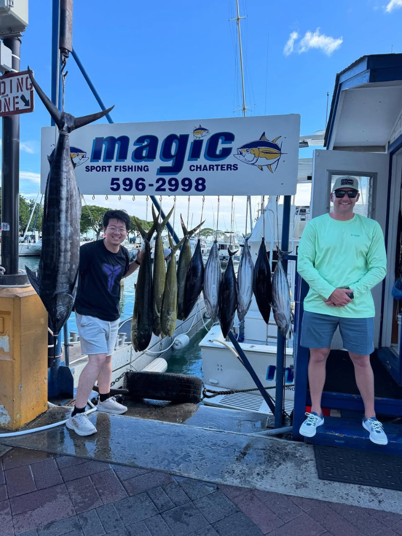 Large aku, a couple mahi mahi and a blue marlin!